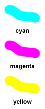 cyan-magenta-yellow samples